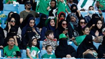 Saudi Arabia women attend a rally to celebrate the 87th annual National Day of Saudi Arabia in Riyadh