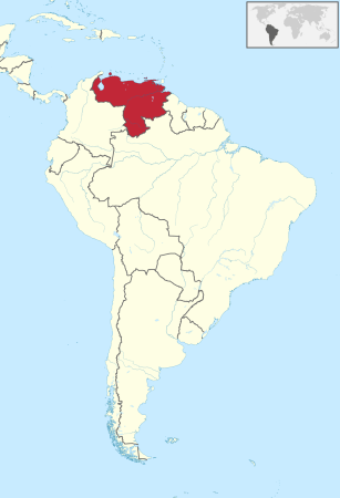 Venezuela on South America map TUBS wikimedia commons